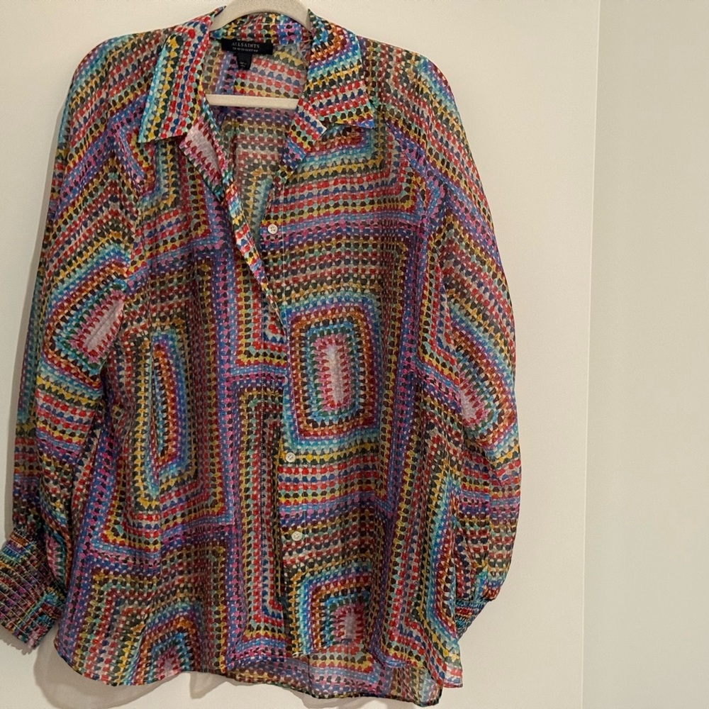All Saints Multicolor Patterned Blouse NWOT